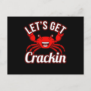 Laten we Crackin Seafood Crabbing Crab Lobster hal Briefkaart