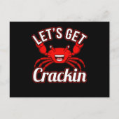 Laten we Crackin Seafood Crabbing Crab Lobster hal Briefkaart (Voorkant)