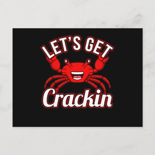 Laten we Crackin Seafood Crabbing Crab Lobster hal Briefkaart (Voorkant)