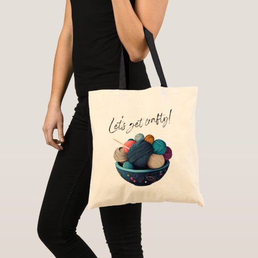 Laten we Craty pakken! Yarnball Art | Canvas tas v (Voorkant (product))