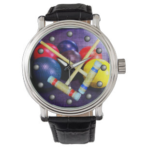 Laten we Croquet Grunge Style afspelen Horloge
