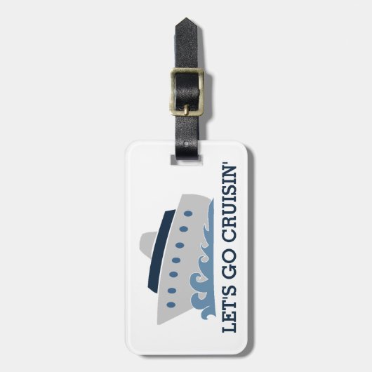Laten we cruiseschip Cartoon cruiseschip gaan gebr Bagagelabel (Voorkant verticaal)