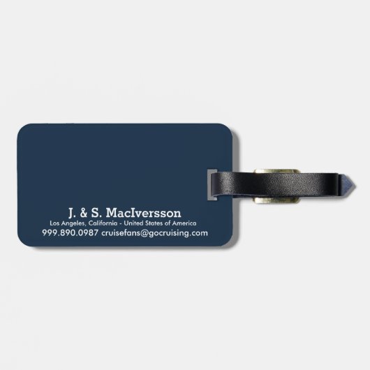 Laten we cruiseschip Cartoon cruiseschip gaan gebr Bagagelabel (Achterkant horizontaal)