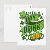 Laten we dag Drink St Patricks Day Drink Briefkaart (Voorkant / Achterkant)