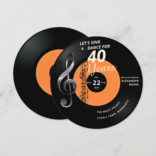 Laten we Dance 40 jaar  record Birthday zingen Kaart (Voorkant / Achterkant)