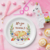 Laten we dank zeggen Herfstkrans Pompoen Thanksgiv Papieren Bordje (Feest)