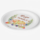 Laten we dank zeggen Herfstkrans Pompoen Thanksgiv Papieren Bordje (Gekanteld)