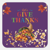 Laten we Dankbaar Zijn Cornucopia Thanksgiving Vierkante Sticker (Voorkant)