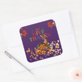 Laten we Dankbaar Zijn Cornucopia Thanksgiving Vierkante Sticker (Envelop)