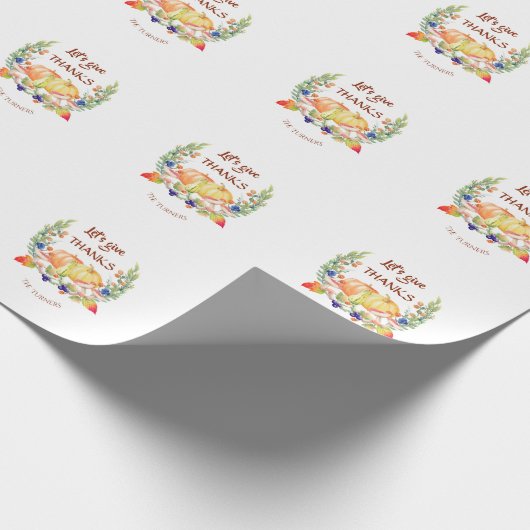 Laten we dankbaar zijn Herfstkrans Pompoen Thanksg Cadeaupapier (Hoek)
