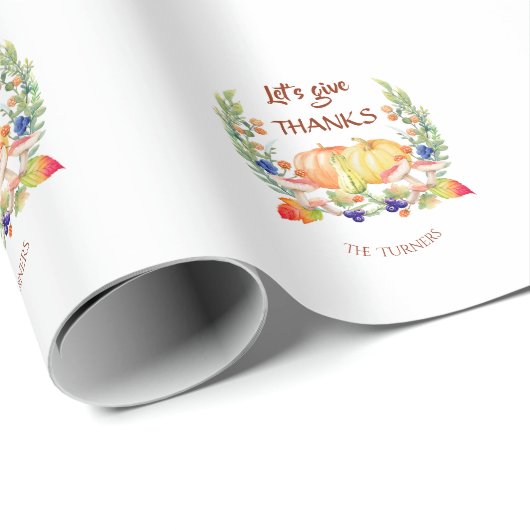 Laten we dankbaar zijn Herfstkrans Pompoen Thanksg Cadeaupapier (Rol Hoek)