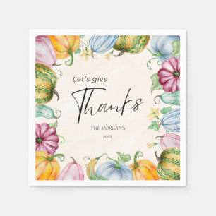 Laten we Dankbaar Zijn Waterverf Pompoen Thanksgiv Servet
