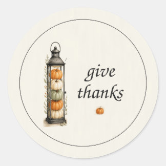 Laten we Danken Pompoenlantaarn Thanksgiving Ronde Sticker