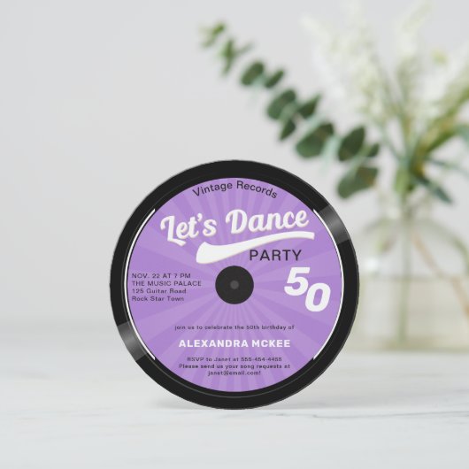 Laten we dansen Groovy Paarse 50ste Verjaardag Kaart (Staand voorkant)