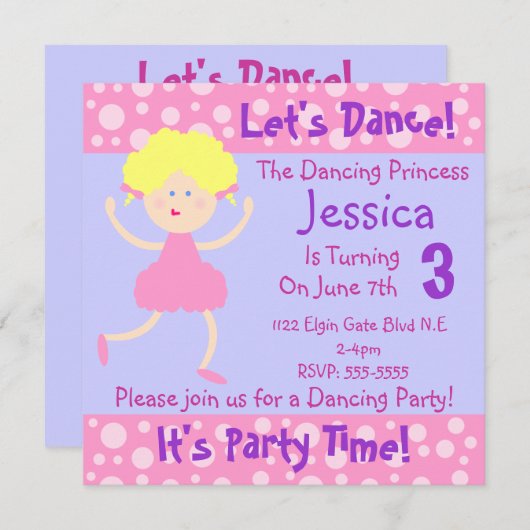 Laten we dansen ~ Het is feest-tijd-kinderen-feest Kaart (Voorkant / Achterkant)