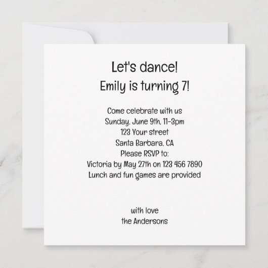 Laten we dansen! Magisch paard dansen ballet, Paar Kaart (Achterkant)