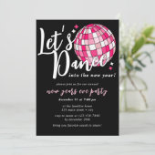 Laten we dansen New Years Pink Disco Ball Retro Kaart (Staand voorkant)