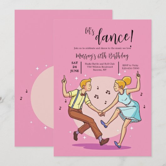 Laten we dansen uitnodiging (Voorkant / Achterkant)