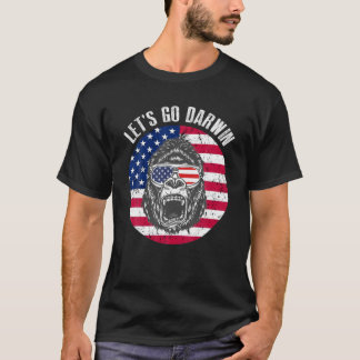 Laten we Darwin Bigfoot Amerikaanse vlaggen naar d T-shirt