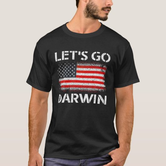 Laten we Darwin VS vlag Funny Sarcastic T-shirt (Voorkant)
