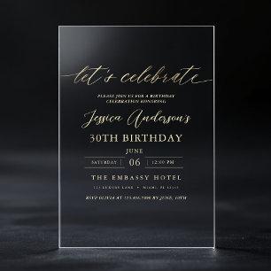 Laten we de 30e verjaardag van het minimalistische acryl uitnodigingen