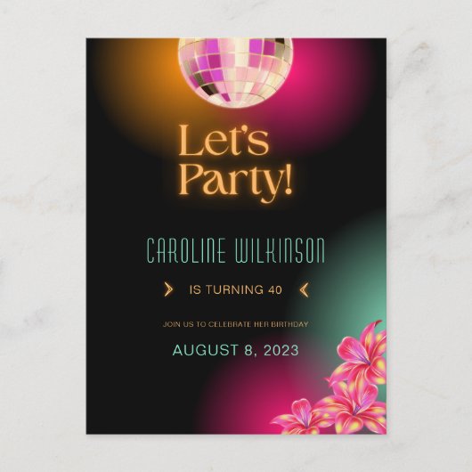 Laten we de 40e verjaardag van het Oranje Neon van Briefkaart (Voorkant)