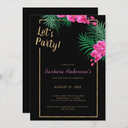 Laten we de 40e verjaardag van het zwarte goudfees kaart (Voorkant / Achterkant)