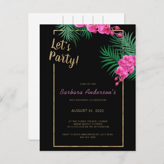 Laten we de 40e verjaardag van het zwarte goudfees uitnodiging briefkaart (Voorkant / Achterkant)