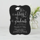 Laten we de Afstuderen Black & White Party vieren Kaart (Staand voorkant)