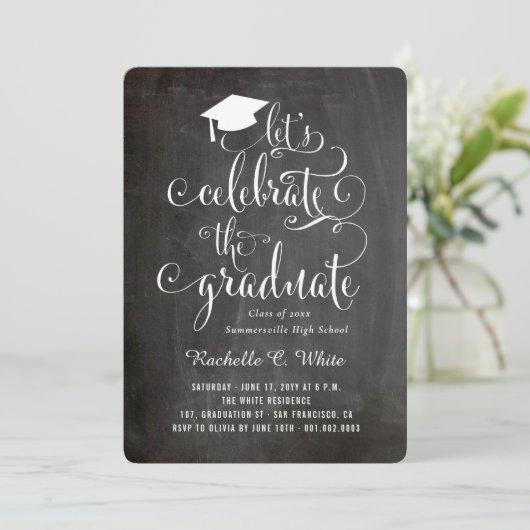 Laten we de Afstuderen Chalkboard Afstudeerder Par Kaart (Staand voorkant)