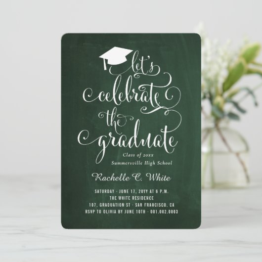 Laten we de Afstuderen Chalkboard Afstudeerder Par Kaart (Staand voorkant)