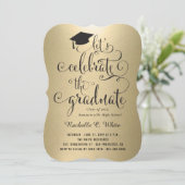 Laten we de Afstuderen 'Metallic Gold Party' viere Kaart (Staand voorkant)