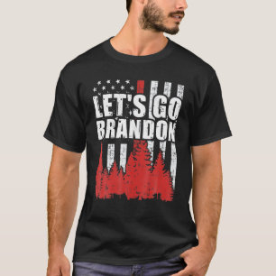 Laten we de Amerikaanse vlag met Thin Red Line naa T-shirt