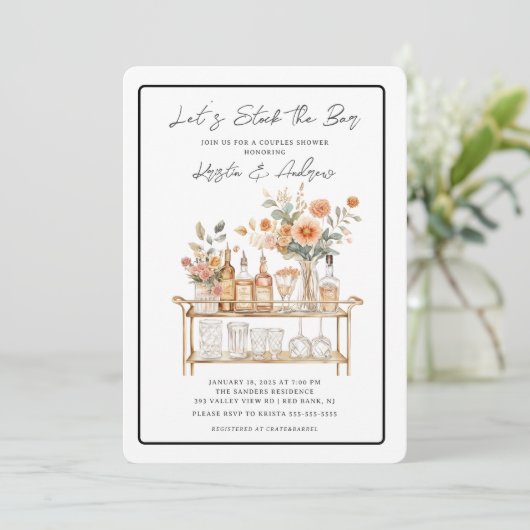 Laten we de Bar Couples Douche opslaan Kaart (Staand voorkant)