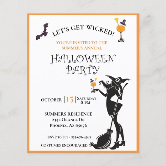 Laten we de begroting van de Witch Halloween-parti (Voorkant)