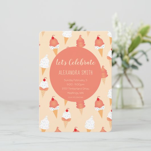 Laten we de 'Birthday Ice Cream Cone Pattern' vier Kaart (Staand voorkant)