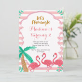 Laten we de Birthday Invitation roze glitter ontvl Kaart (Staand voorkant)