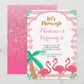 Laten we de Birthday Invitation roze glitter ontvl Kaart (Voorkant / Achterkant)