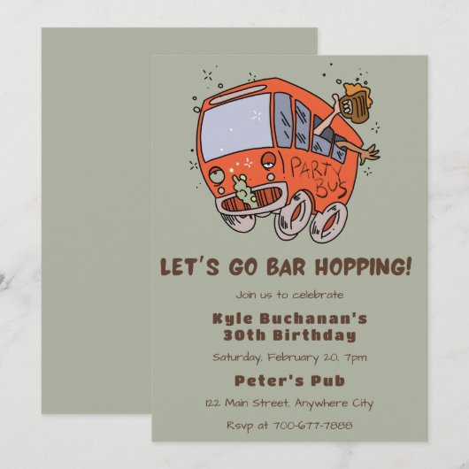 Laten we de Birthday party uitnodiging van de bali (Voorkant / Achterkant)