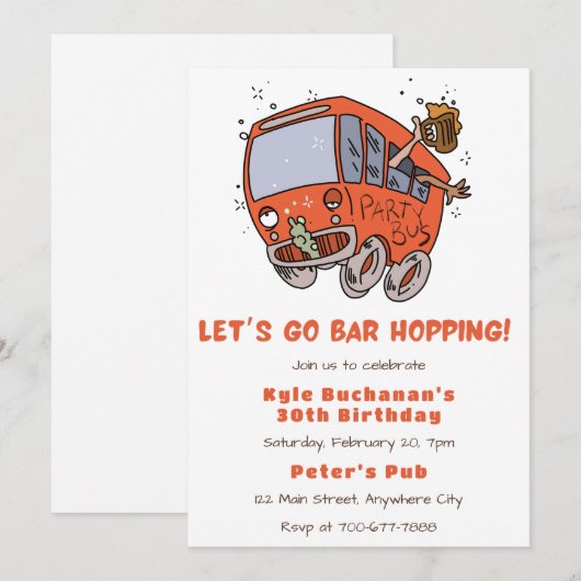 Laten we de Birthday party uitnodiging van de bali (Voorkant / Achterkant)