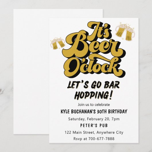 Laten we de Birthday party uitnodiging van de bali (Voorkant / Achterkant)