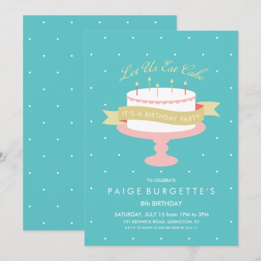 Laten we de Birthday-uitnodiging tot het eten van  (Voorkant / Achterkant)