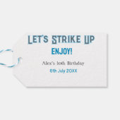 Laten we de blauwe grijze Happy 10-verjaardagsnaam Cadeaulabel (Achterkant Horizontaal)