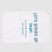 Laten we de blauwe grijze Happy 10-verjaardagsnaam Golfhanddoek (Horizontaal)