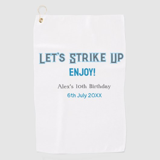 Laten we de blauwe grijze Happy 10-verjaardagsnaam Golfhanddoek (Voorkant)