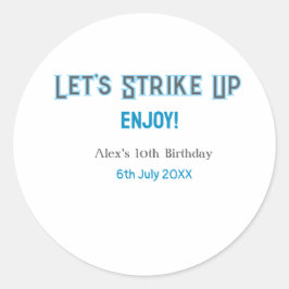 Laten we de blauwe grijze Happy 10-verjaardagsnaam Ronde Sticker