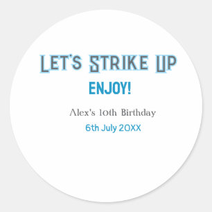 Laten we de blauwe grijze Happy 10-verjaardagsnaam Ronde Sticker