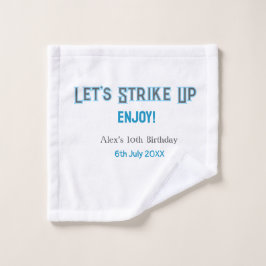 Laten we de blauwe grijze Happy 10-verjaardagsnaam Washandje