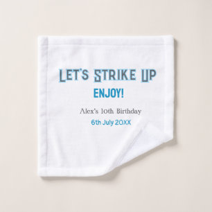Laten we de blauwe grijze Happy 10-verjaardagsnaam Washandje
