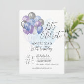 Laten we de blauwe Paarse grijze ballonnen van afg Kaart (Staand voorkant)